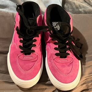 Vans Pink and Black Skateboarding Shoes. Half cable .